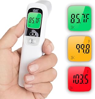 Vive No-Touch Forehead Thermometer - No Contact Infrared Digital Thermometer for Adults, Kids, Babies, & Objects - Touchless, Accurate Temporal Fever Sensor - Fast, Memory Recall, Large Display