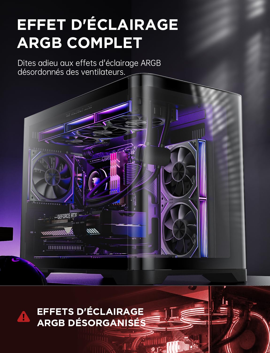 AsiaHorse DAWN ARGB Daisy Chain Lot de 3 ventilateurs de boîtier inversé, 120 mm, pour PC, miroir infini, HDB, 71 CFM/1850 RPM, 2.6 MMH2O, 4 broches PWM et ARGB 5 V 3 broches pour Asus Aura ASRock