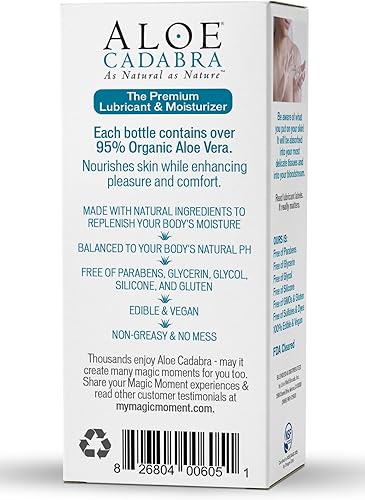 Miniatura 10 de Aloe Cadabra Lubricante personal, lubricante natural orgánico con sabor a fresa desnuda, mujeres, hombres y parejas, 2.5 onzas (paquete de 2)
