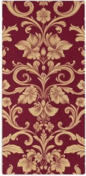 Luxury Hand Bath Towels, Flower Maroon Gold Floral Classy Burgundy Antique Fingertip Towel, Soft and Absorbent Guest Towel for Face, Hair, Kitchen, Hotel, Gym, Travel, 14 x 27 inch