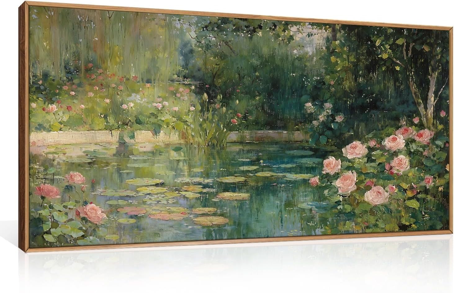 TOARTi Monet Floral Framed Canvas Wall Art Set Impressionist Botanical Garden Wall Decor Vintage Ponds Tree Plant Artwork Nature Landscape Prints Pictures for for Living Room Bedroom 20x40 Inches โ image 1