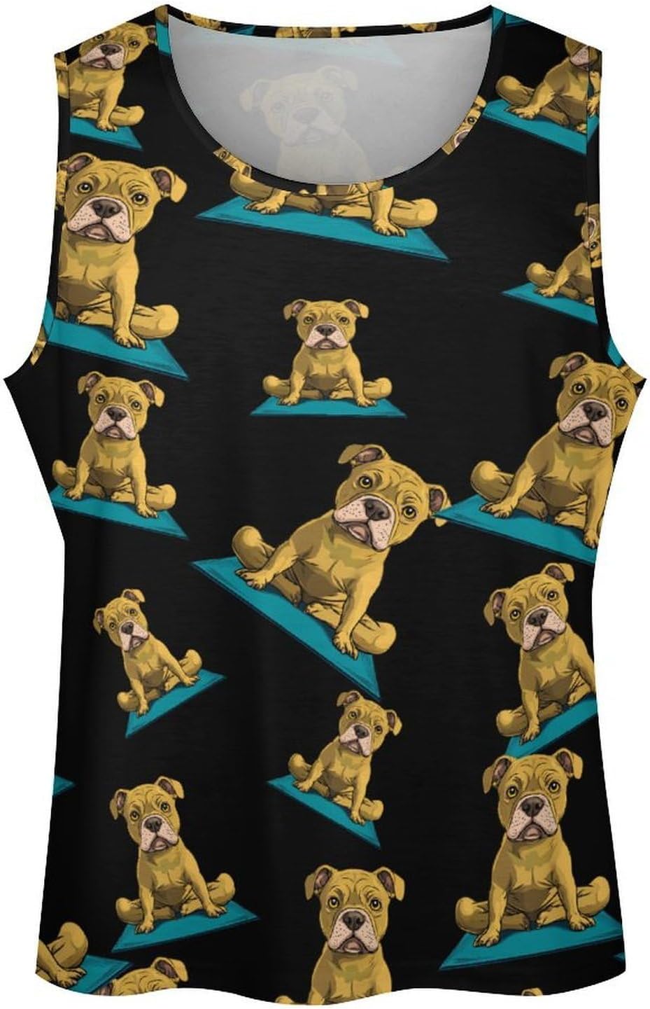 Pitbull Dog Doing Yoga Men's Tank Tops Sleeveless Muscle Shirts for Men Lightweight Vest Crew Neck T-Shirts