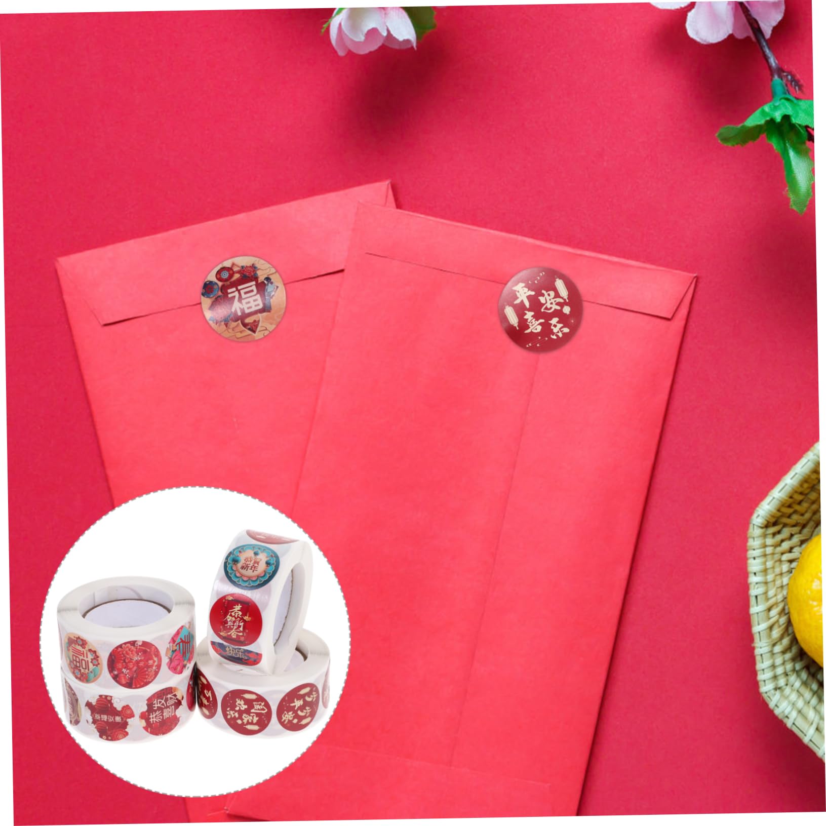 SEWACC 20 Rollos Fu palabra pegatinas pegatina navideña personalizada pegatinas de etiqueta de año nuevo chino sobres etiquetas colgantes sello de sobre sello