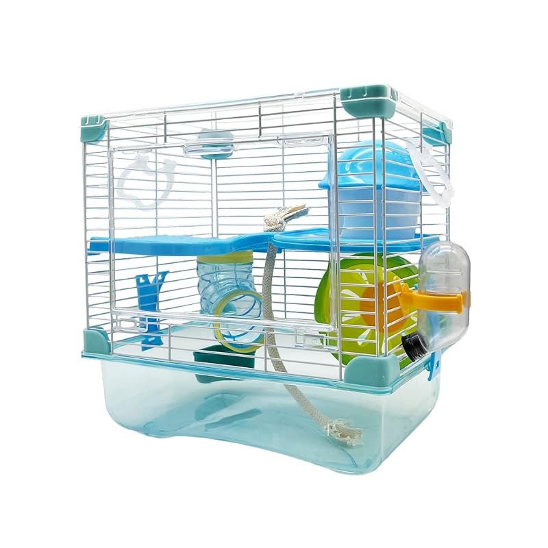 Gaiola para hamster e pequenos animais com 2 andares, acessórios e bandeja removível PINVNBY MBW106, 26,67 x 20,32 x 26,92 cm, Bule