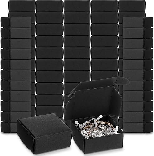 Miniatura 7 de 200 cajas de regalo pequeñas de papel kraft de 2.16 x 2.16 x 0.98 pulgadas, cajas de regalo a granel con tapa, mini cajas de pulsera para joyas,