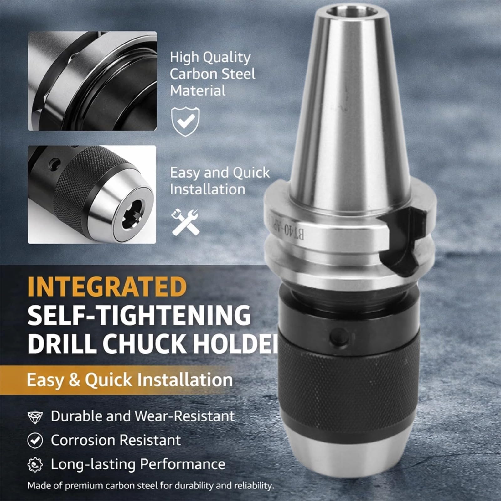 Porte-outil BT40 Mandrin De Perçage CNC En Acier Au Carbone Auto-serrage Intégré Pour Fraiseuses BT40-APU16