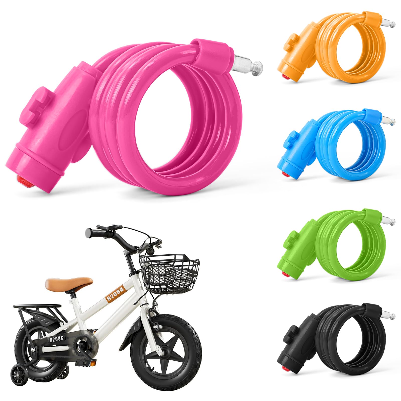 Candado Para Bicicleta Espiral Con Llave Y Soporte Colores | Cuotas sin interés