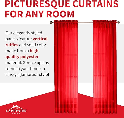 Miniatura 4 de Sapphire Home - Paneles de cortina (2 unidades), cortinas translúcidas de 54 x 84 (108 de ancho en total), paneles de gasa para dormitorio, sala de