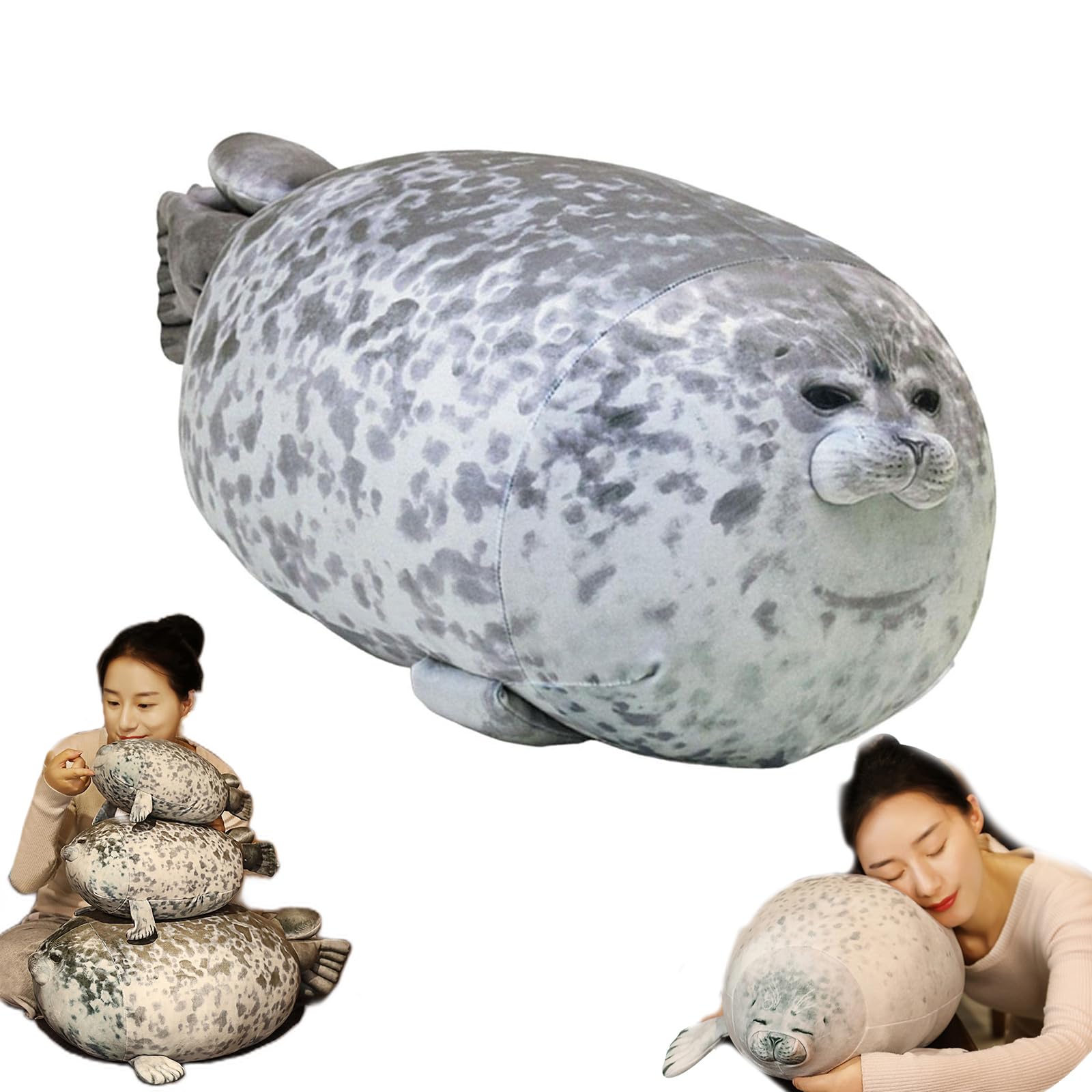 SQEQE Almohada Foca Gordita Con 4 Focas Bebé – Peluche Familiar De Regalo Para Niños Y Niñas