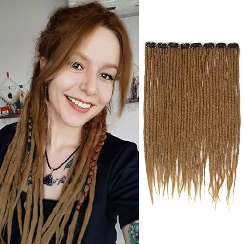 Extensiones de rastas, extensiones de rastas sintéticas, 16 pulgadas, estilo hippie, rastas, 10 hebras, trenza de un solo extremo en extensiones de