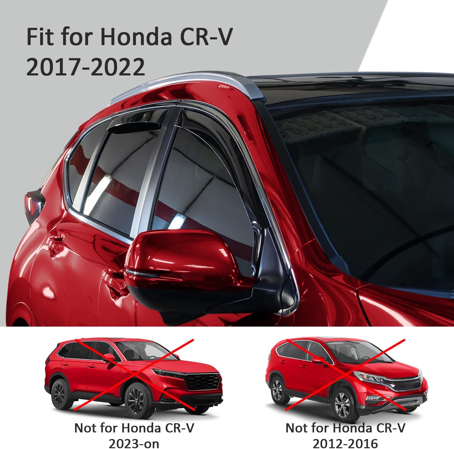Voron Glass in-Channel Extra Durable Rain Guards for Honda CR-V (CRV) 2017-2022, Window Deflectors, Vent Window Visors, 4 Pieces - 200787
