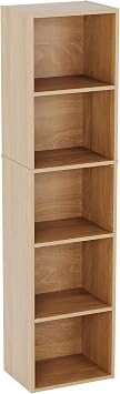 Vida Designs Oxford 5 Tier Cube Bookcase, Oak Wooden Shelving Display Storage Unit Office Living Room Furniture