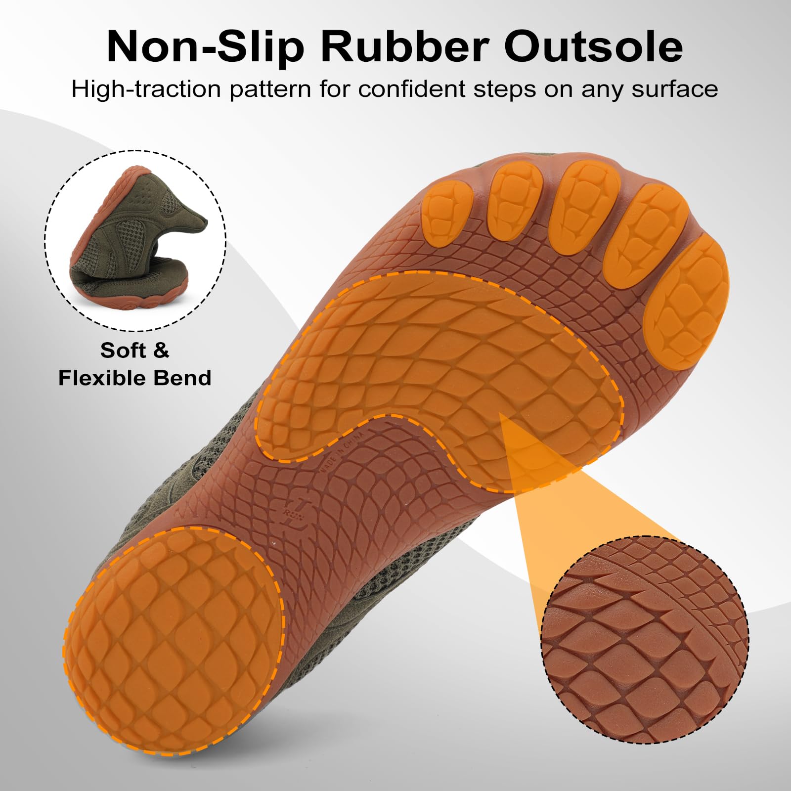 relxfeet Scarpe da uomo a piedi nudi con punta larga senza lacci, Verde