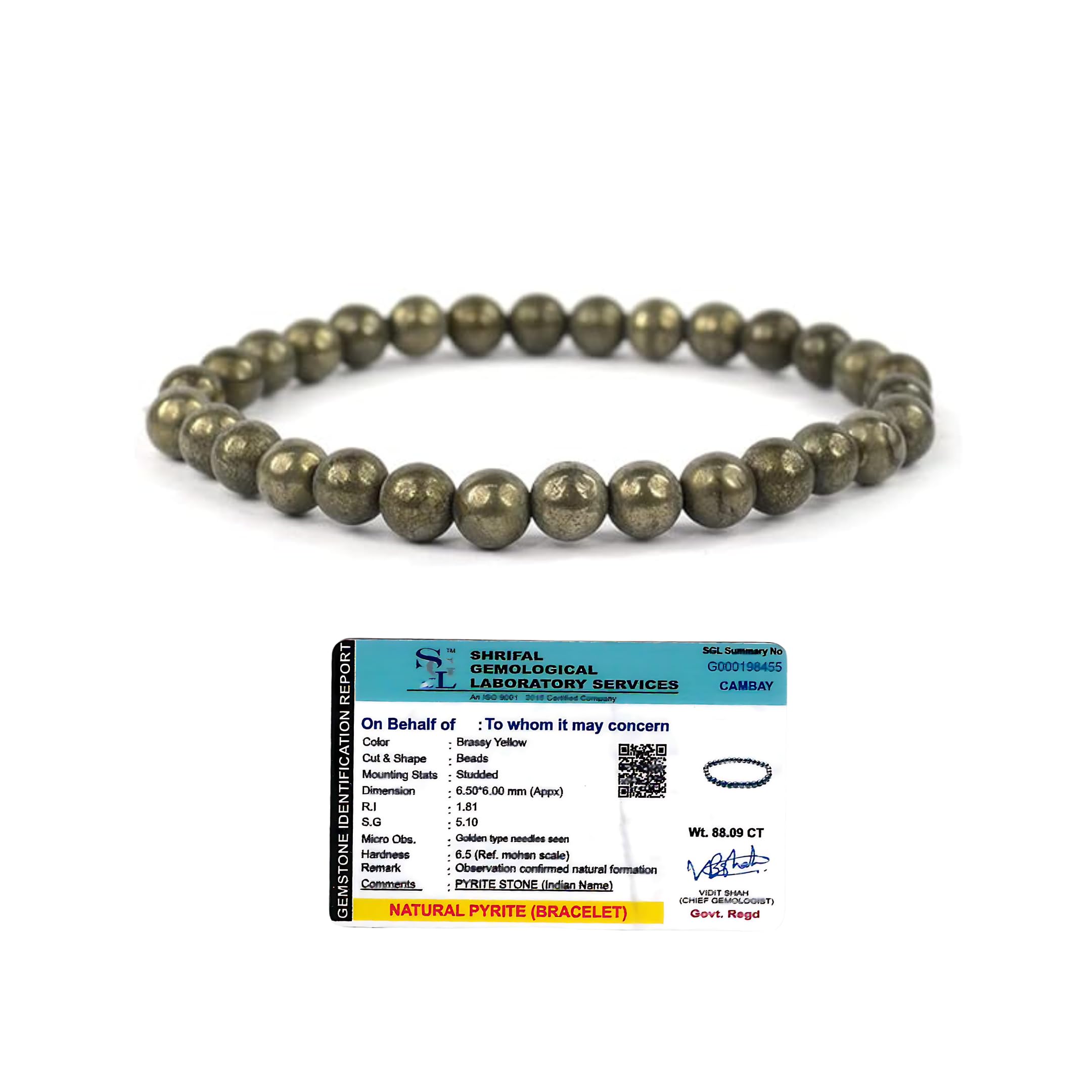 Ikka Jewels Authentic Pyrite Bracelet - Supports Physical Power & Success - Solar Plexus Chakra Activation - Lab Certified 6mm Beads (B0D9NWQTRH) Amazon Price History, Amazon Price Tracker