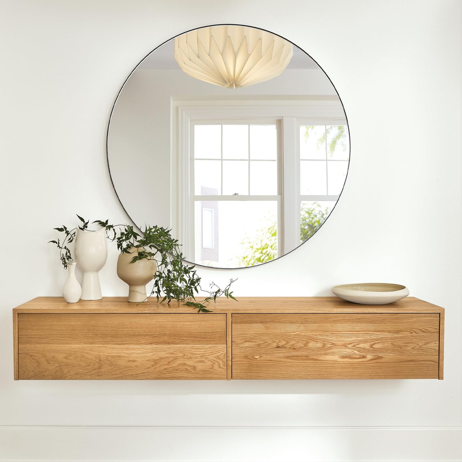 Espejo Redondo 30 cm Autoadhesivo sin Marco – Espejo de Cristal para Lavabo, Baño Pequeño, Pared o Recibidor