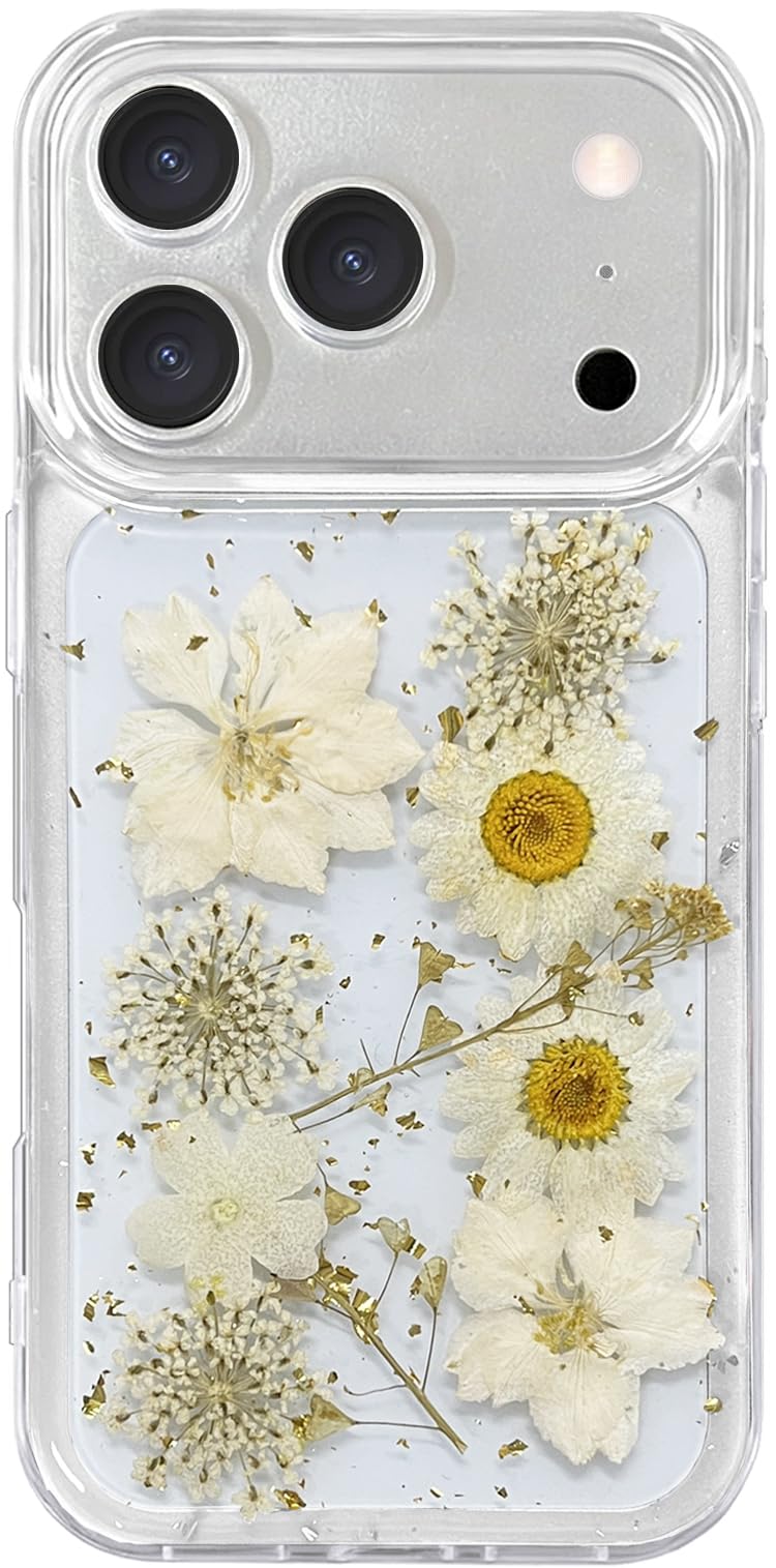 Coque transparente iPhone 17 Pro Max paillettes motif floral - 8