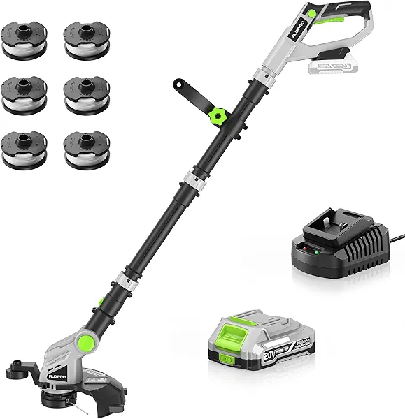 Weed Wacker Cordless 21V 12'' Electric Weed Eater Battery Powered with Grass Trimmer & Edger Lawn Tool, Auto Line Feed String Trimmer for Yard, Garden (AD-ST-001.1)