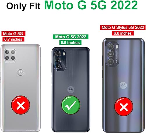 Miniatura 2 de Funda para Motorola G 5G 2022 con protector de pantalla HD, cubierta de cámara deslizante, anillo de rotación de 360 grado militar, protección a