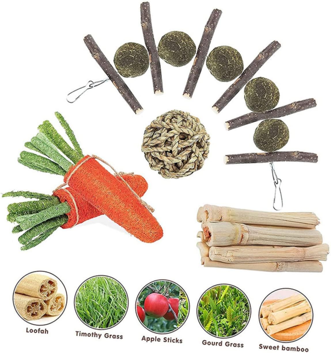 Levemolo 4pcs Teething Toys Wooden Chew Toys for Hamsters Guinea Pigs Small Animals Creative Comforting Fun Teething Playtime Accessories for Pets