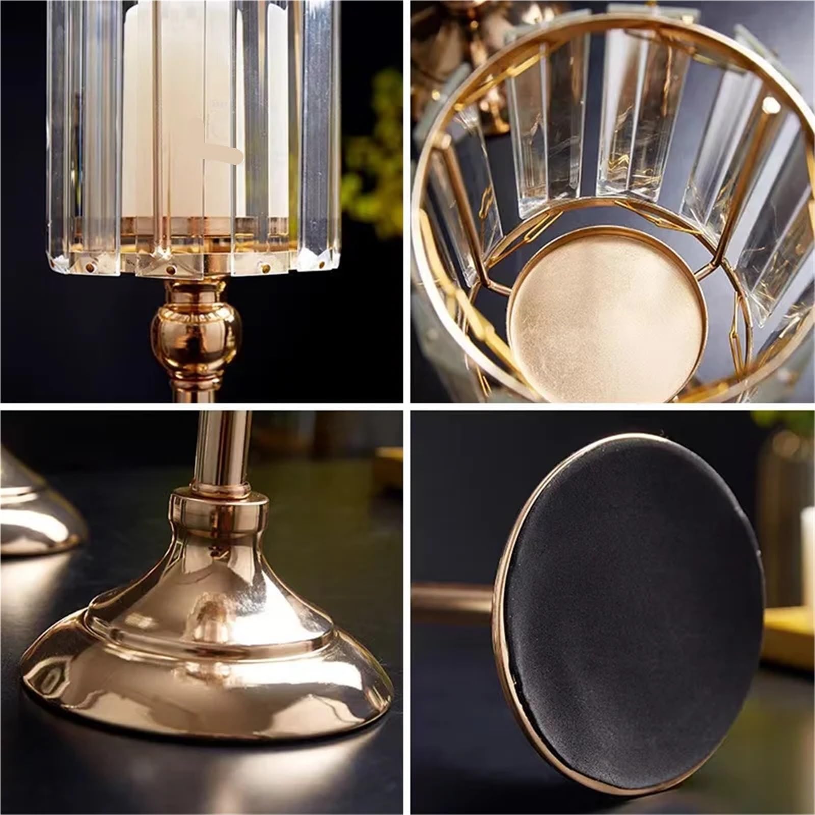 Kerzenständer 3-teiliges Teelicht-Kerzenhalter-Set, goldene Glas-Kerzenhalter for Esszimmer, Couchtisch, Hochzeit Für Heimdekoration