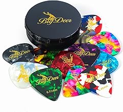BigDeer 16 pack Celluloid Guitar Picks ，includes Thin,Medium, Heavy & Extra Heavy Picks Plectrums for Acoustic Guitar,Ukulele,Bass Wrapped in tin box
