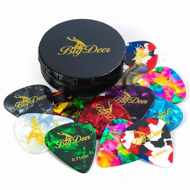 BigDeer 16 pack Celluloid Guitar Picks includes Thin Medium Heavy Extra Heavy Picks Plectrums for Acoustic Guitar Ukulele