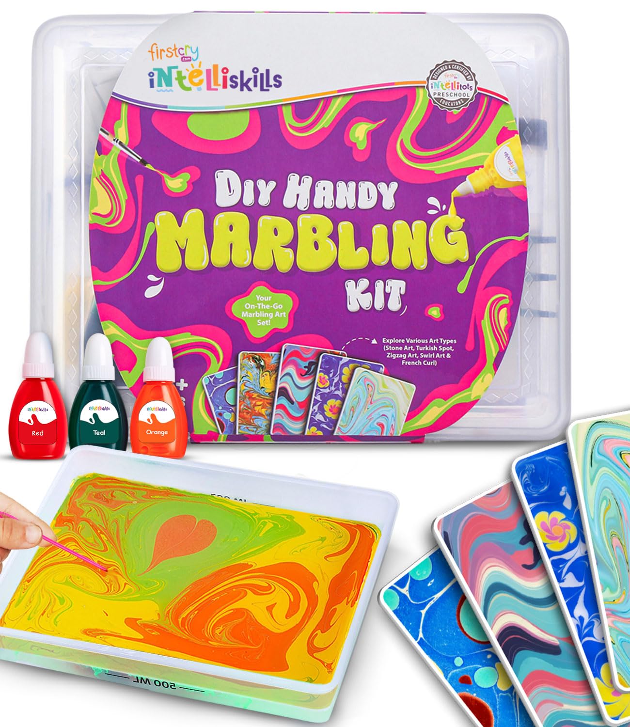 Intelliskills Premium Handy Marbling Kit for Kids, DIY Creative Activity Kit, Water Marbling Kit for Kids, Art & Craft Kits, Mess-Free, Gift for Girls & Boys Ages 6, 7, 8, 9, 10, 11, 12, BIS Certified Intelliskills Premium Handy Marbling Kit for Kids, DIY Creative Activity Kit, Water Marbling Kit for Kids, Art & Craft Kits, Mess-Free, Gift for Girls & Boys Ages 6, 7, 8, 9, 10, 11, 12, BIS Certified
