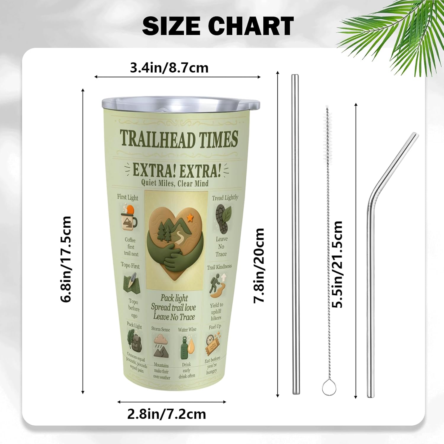 Hiking Tumbler 20oz Stainless Steel Travel Mug – Mountain Hiker Art, Trail Poster Style, Camping & Outdoor Adventure Gift for Men & Women - Image 4