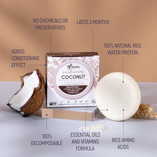 Miniatura 2 de Barra de champú de agua de proteína de arroz sólido con jabón para el cabello con efecto acondicionador - Barras de champú para cabello con todos