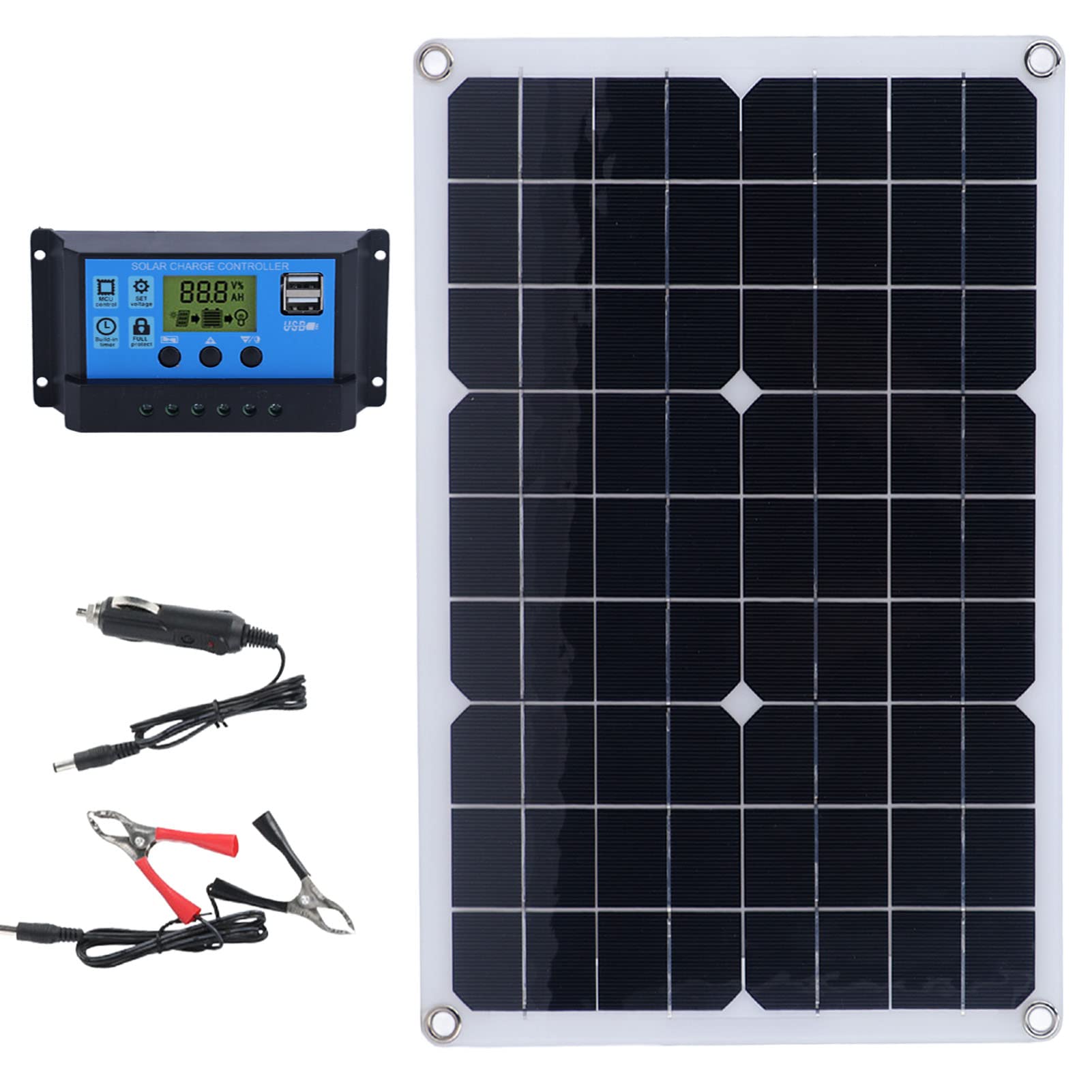 Przenośny Panel Słoneczny, Kemping Panel Słoneczny 50 W Zestaw Panelu Zasilania Solarnego z Kontrolerem 50W Monokrystaliczny DC 18V Solar Naładowanie Baterii do Plecaka na Wędrówki Kempingowe
