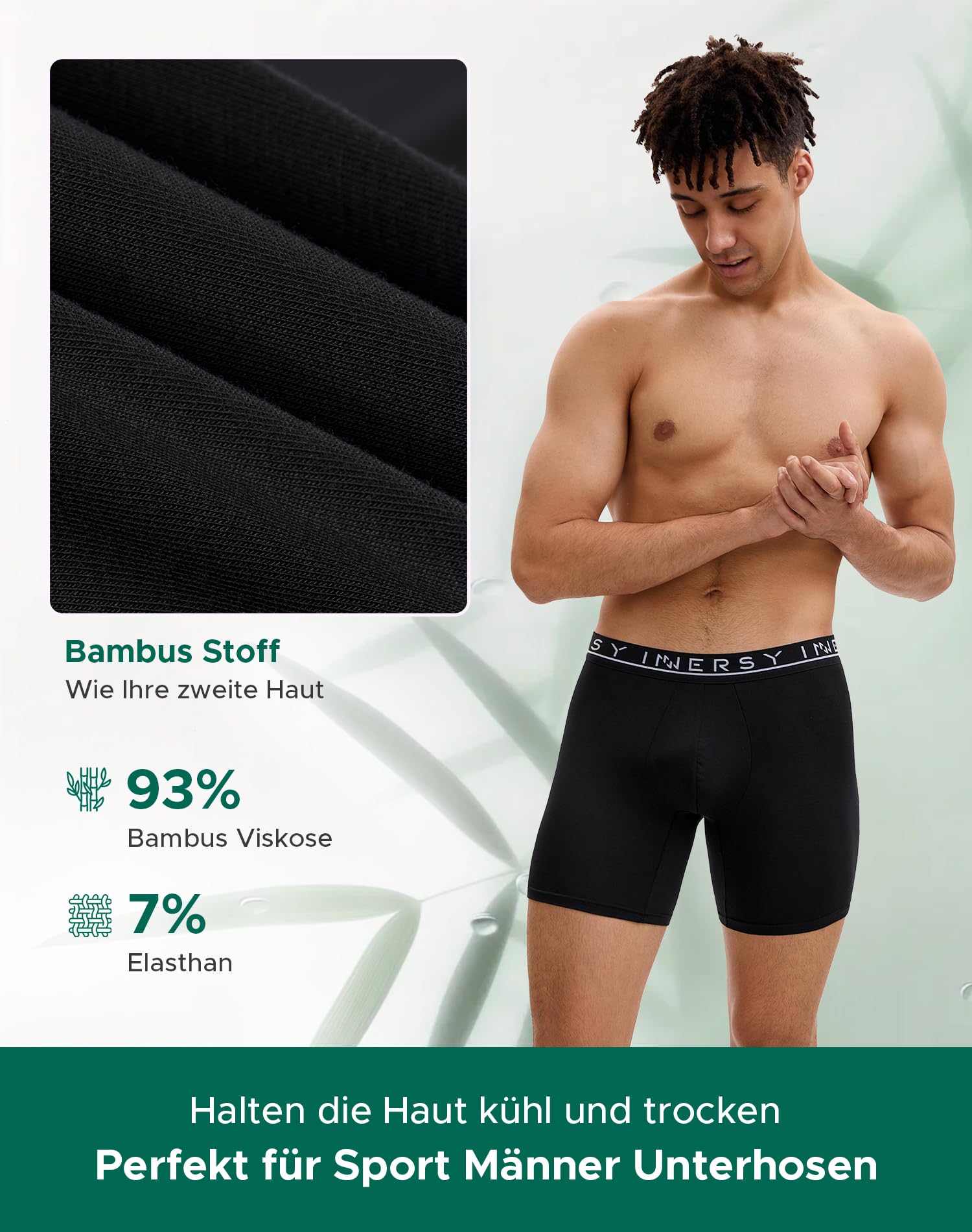 INNERSY Bokserki męskie bambusowe majtki męskie oddychające szorty retro bielizna sportowa, 4 sztuki w opakowaniu