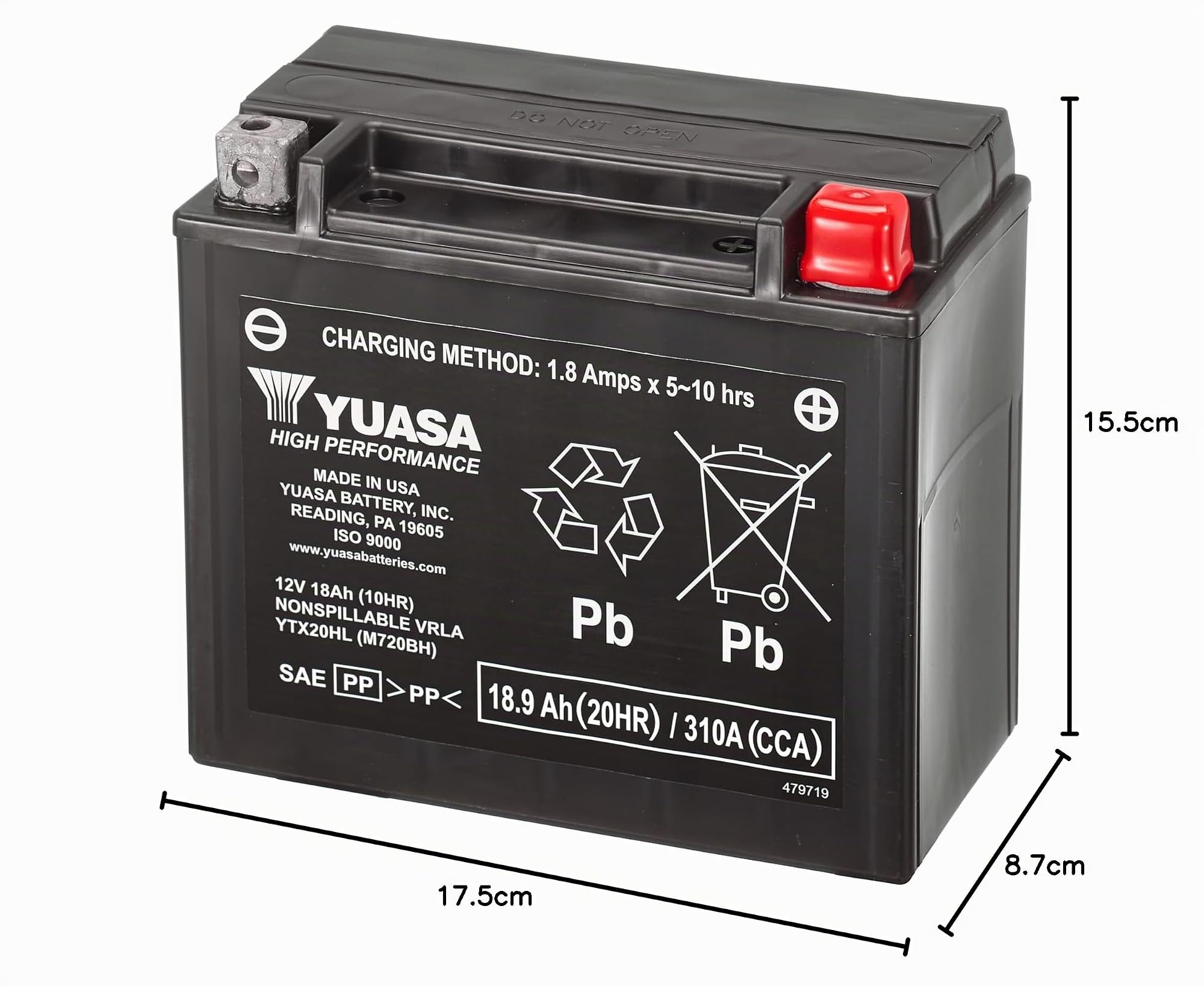 Yuasa YTX20HL 12V 310 CCA AGM VRLA Motorradbatterie