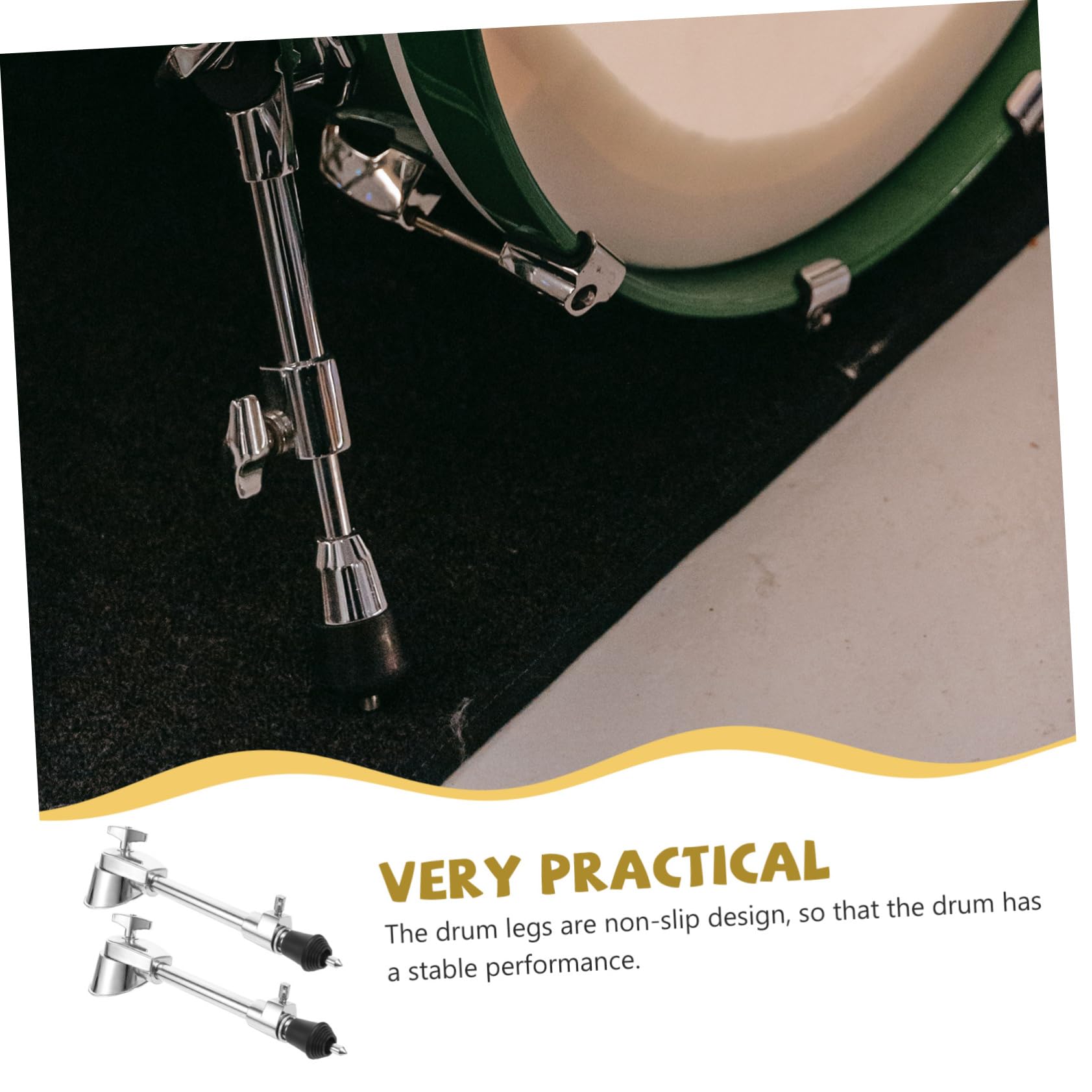 CIMAXIC 2pcs Bass Drum Spur Feet Retractable Drum Stands Drum Support Drum Hardware Accessories