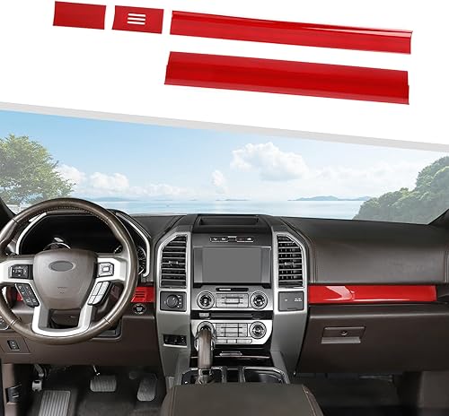 Miniatura 8 de Jimen Compatible con Ford F150 2015-2020, 4 piezas de cubierta de tablero de consola central, accesorios interiores (fibra de carbono)