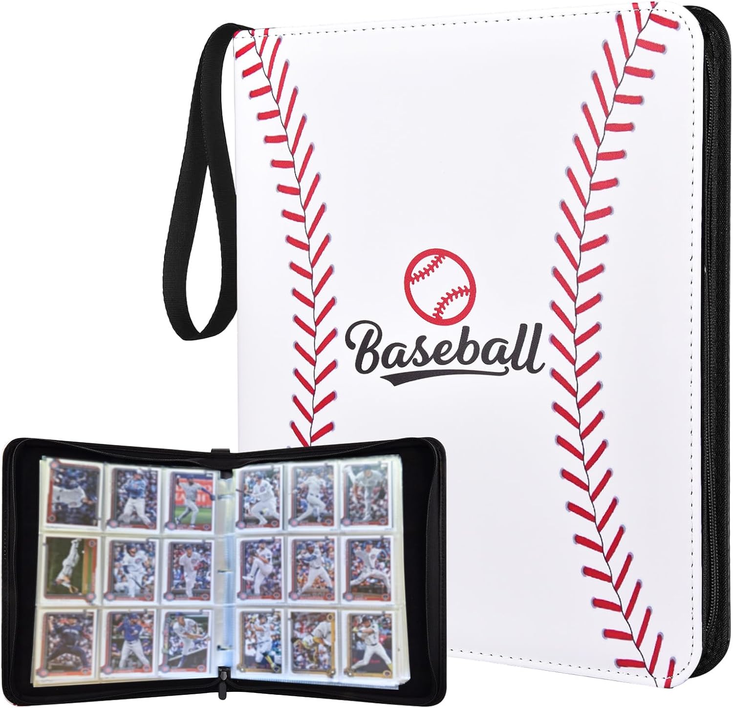 Baseball Card Binder 9 Pocket, 720 Pockets Trading Card Binder with Zipper, Portable Collector Card Album Storage Organizer for Sports Cards, Game Cards, Gifts for Kids