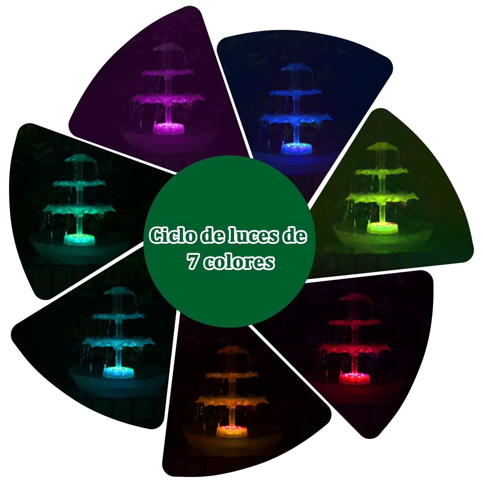 AISITIN Fuente Solar LED 6.5W con Batería, Baño para Pájaros | Batería 1800mAh Comedero 3 Niveles Desmontable Para Jardín Estanque Blanco
