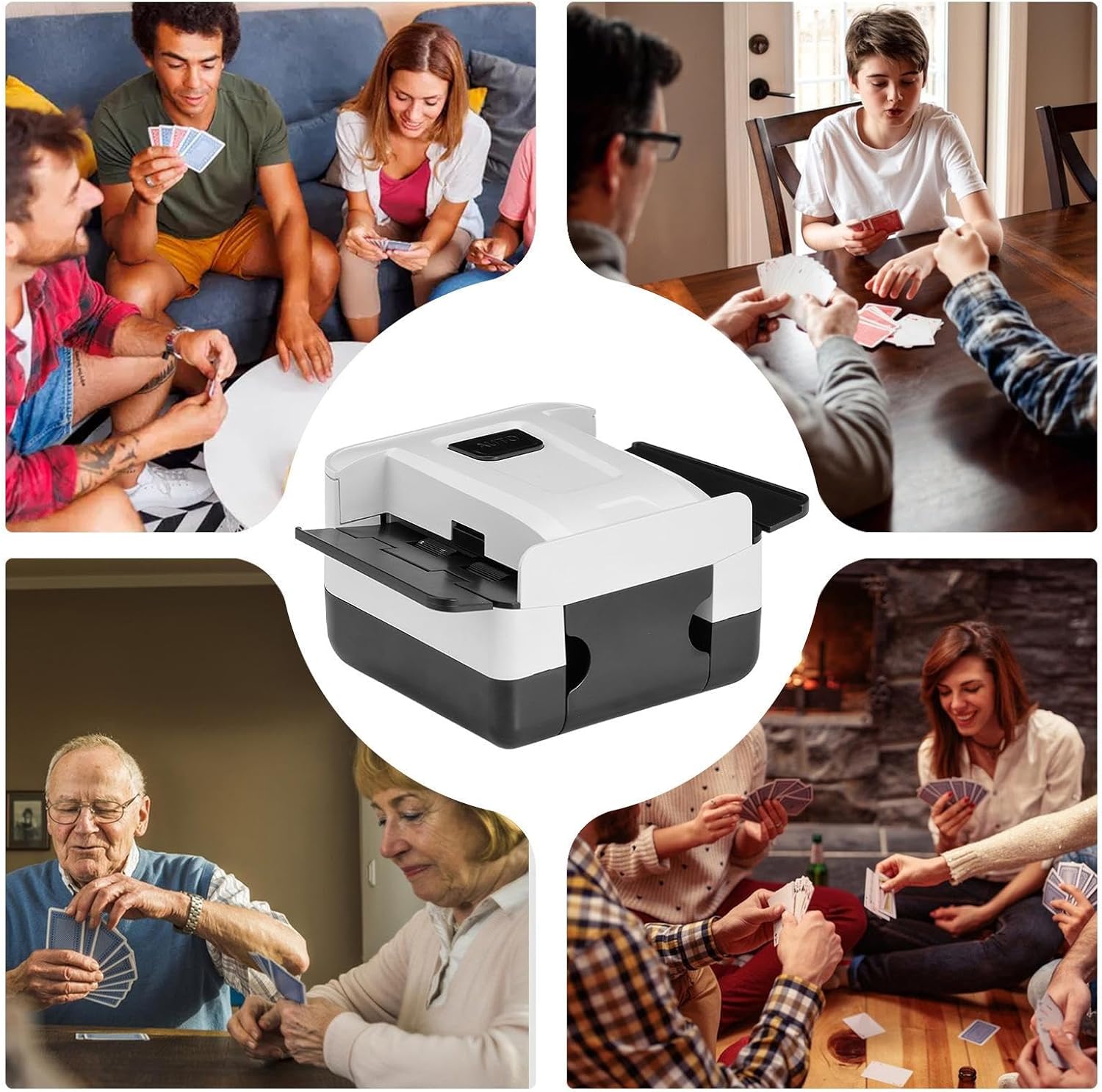 Shuffle Machine - Electric Card Jumbler for Home and Party | Quiet USB or Plug-in Process, Shuffles 2 Decks, Compatible with Multiple Card Types for Family, Tournaments, Camping, Workplace