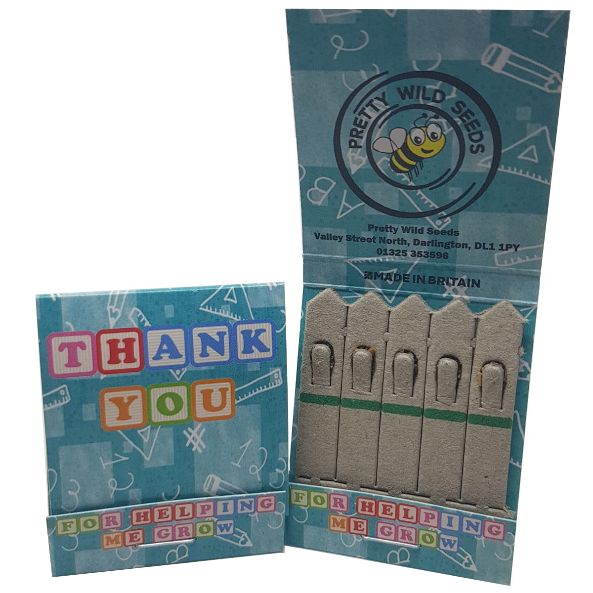 Thank You Teacher SeedSticks Unique Gift and Present for End of Term or Year for Teachers with Forget-Me-Not and Wildflowers (Thank You Blocks Wildflower Seedsticks, 50 Packets)