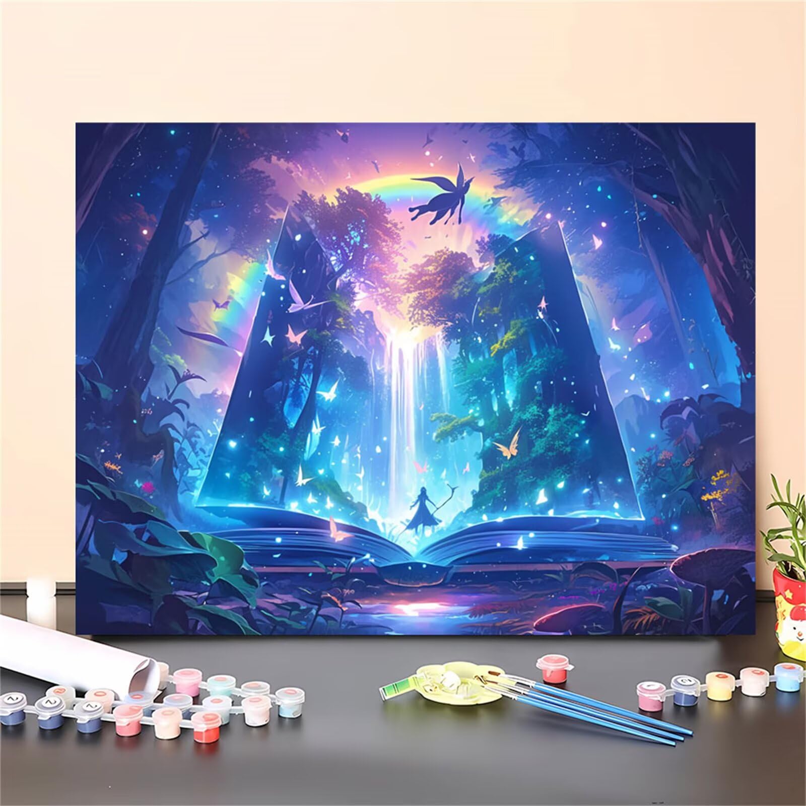 Malen Nach Zahlen Erwachsene Traum Malen Nach Zahlen Krapfen Paint by Numbers für Anfänger,DIY Handgemalt Ölgemälde Leinwand Kit mit Pinseln Acrylfarben Bastelset,Home Wand Dekor Gifts 60x90cm M-1272