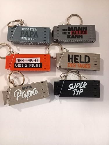 Mini Zollstock Schlüsselanhänger Set, 6 Stück, Geschenke für Handwerker mit deut