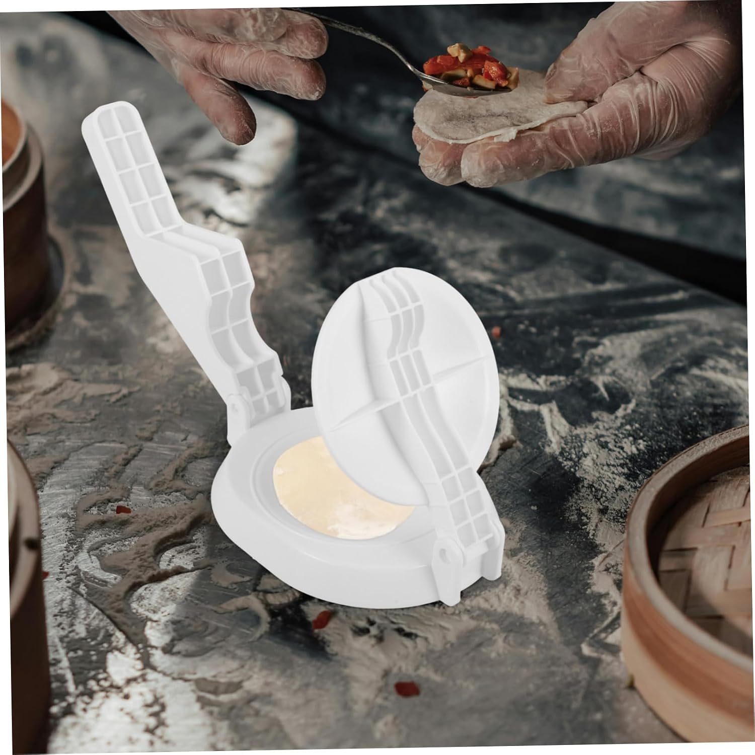 Plastic Dumpling Pressing Tool for Making Wrappers and Dough