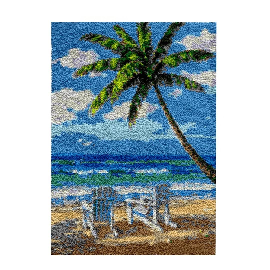 ROCKY&CHAO Myriad Choices Latch Hook Kit, DIY Coconut Tree Rug Making, 50x38cm, for Kids & Adults, Unisex, Non-Foldable โ image 1