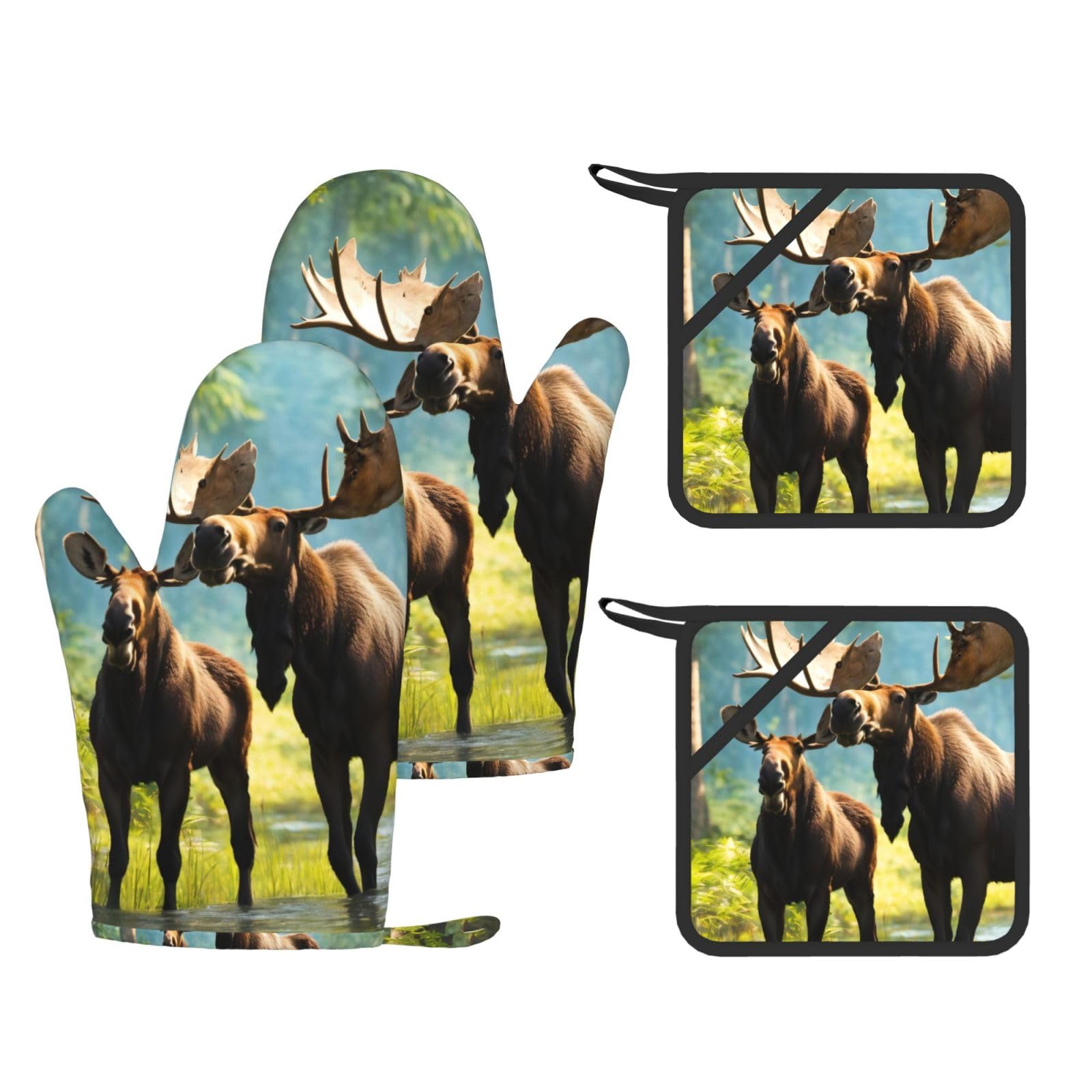 Ensemble de four résistant à la chaleur motif cerf élégant et durable