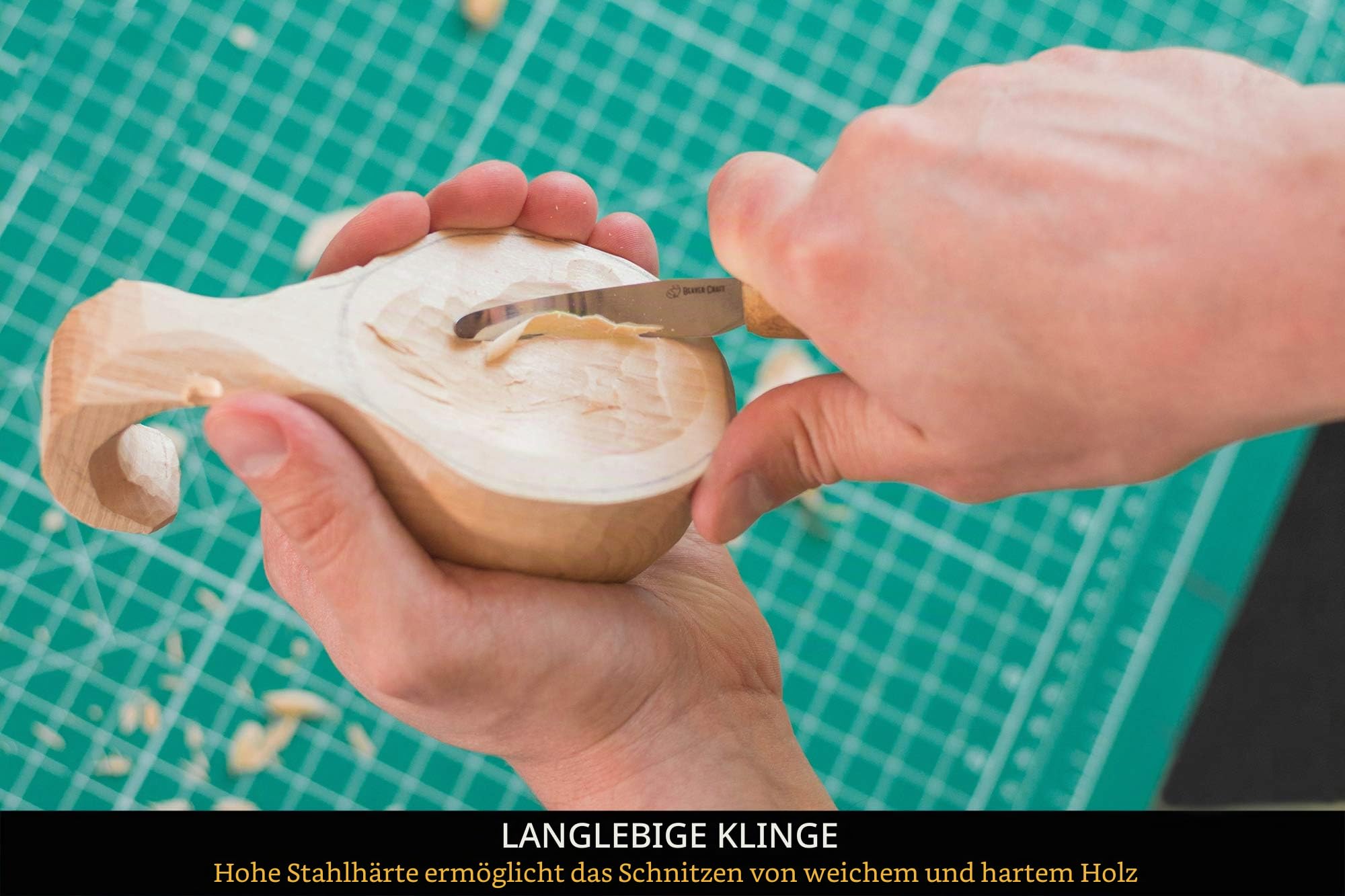 BeaverCraft Hakenmesser Holzschnitzerei SK4s Langmesser Schnitzwerkzeuge zum Löffelschnitzen 6cm Langer Griff 20cm Löffelmesser Holzschnitzwerkzeuge Schüssel Kuksa Schnitzwerkzeug