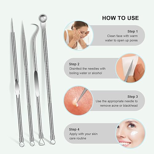 Miniatura 2 de Herramienta de eliminación de puntos negros, kit de herramientas extractoras de espinillas, utilizado para eliminar puntos negros, acné, comedona,