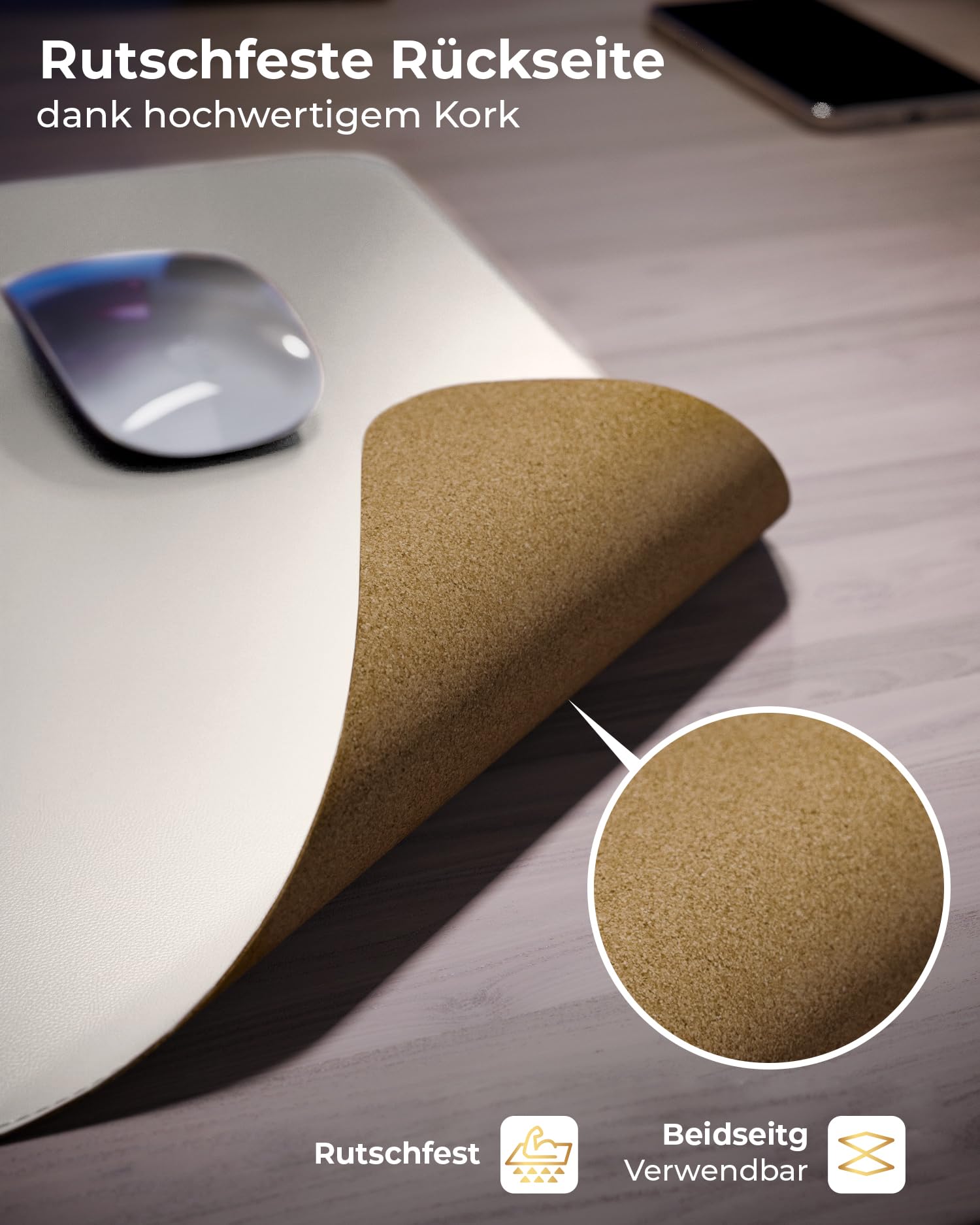 MYMIND MYMIND® Sottomano da scrivania [Antiscivolo] 80x40 cm - Tappetino per mouse XXL in pelle PU premium - Sottomano da scrivania per ufficio domestico - Sottomano da scrivania impermeabile - Sottom