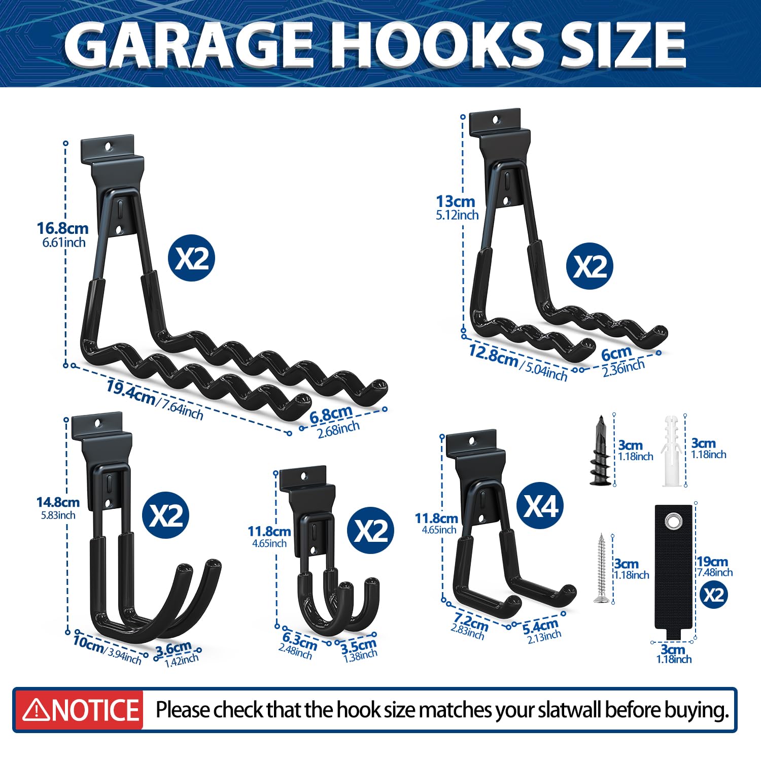 DAJAVE Lot De 30 Crochets Pour Panneau Mural à Lattes En Métal De