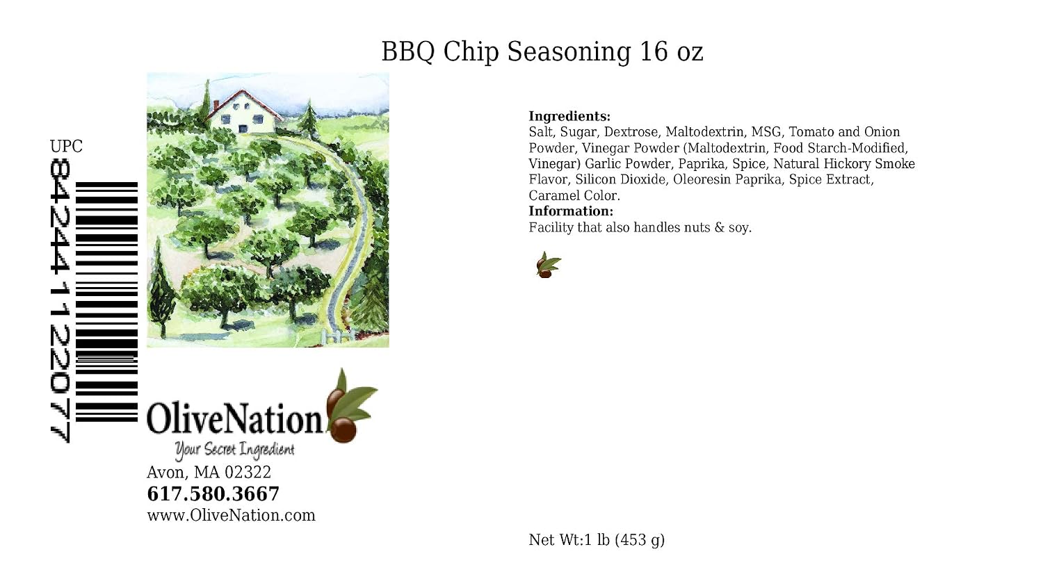 OliveNation BBQ Chip Seasoning, Sweet, Spicy, Smoky Seasoning Powder for Chips, Popcorn, Snack Mixes, Rubs - 16 ounces