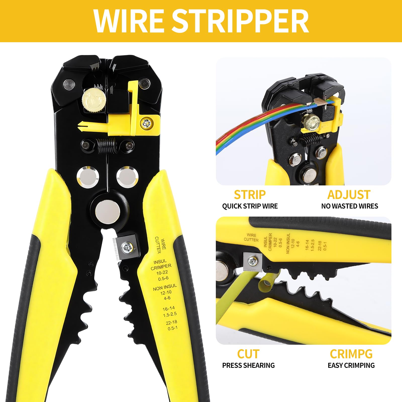 3-in-1 Self-Adjusting Wire Stripper Tool – Stripper/Cutter/Crimper