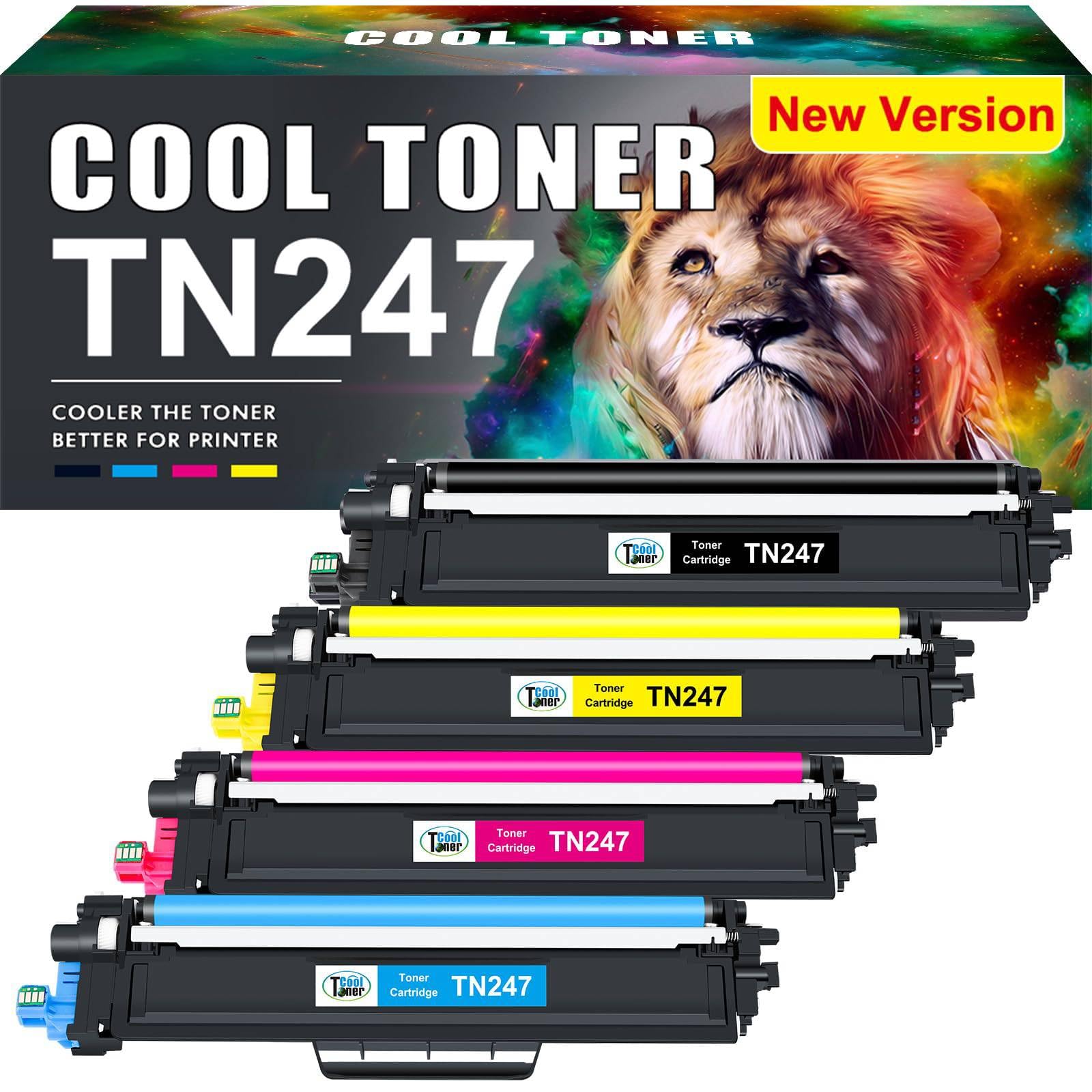 Cool Toner TN247 Toner Cartridge for Brother DCP-L3550CDW TN-243CMYK TN243CMYK TN243 TN 243 MFC-L3750CDW MFC-L3770CDW HL-L3210CW HL-L3270CDW HL-L3230CDW TN247C TN247Y TN247M Pack of 4